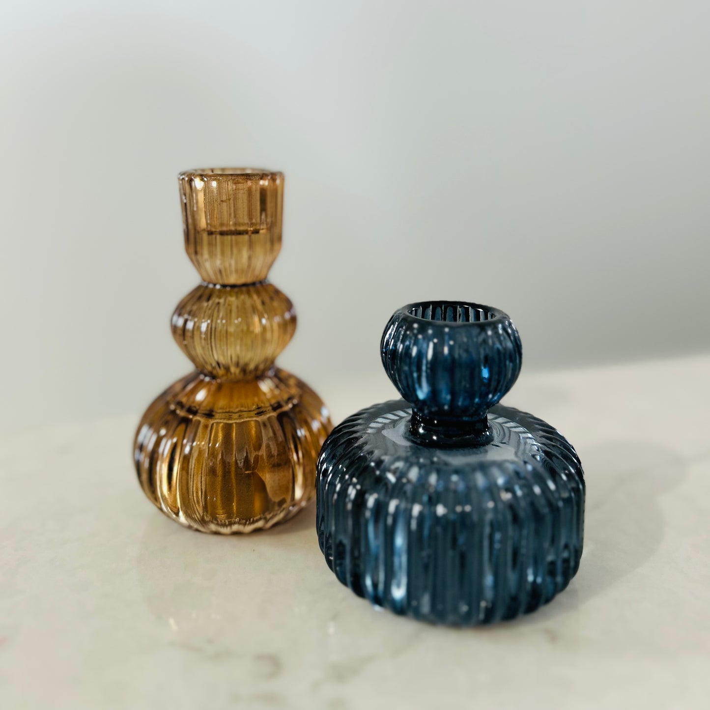 Amber Glass Tall Candleholder