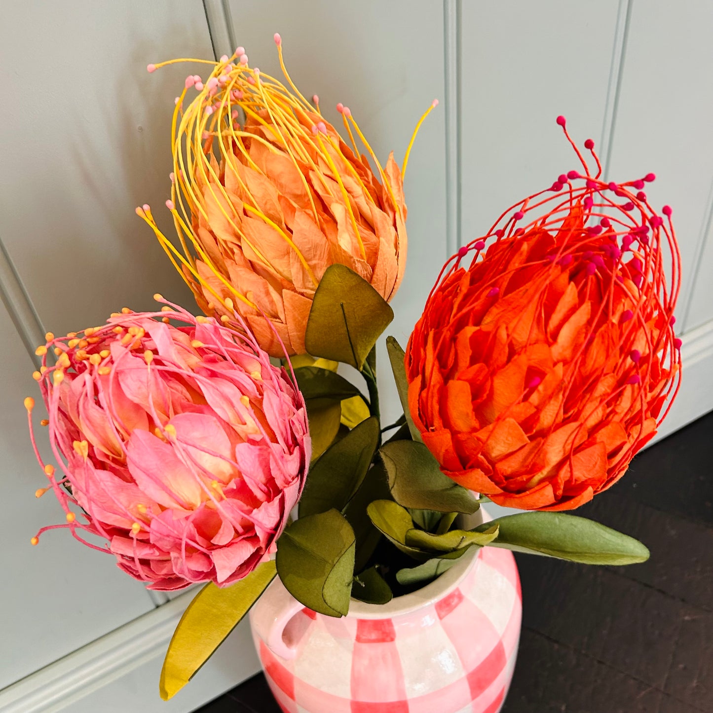Pincushion Peach Paper Flower