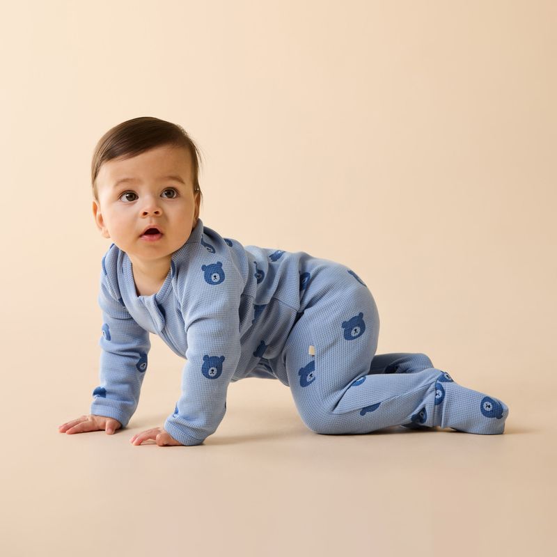 Bear Hugs Organic Waffle Zipsuit