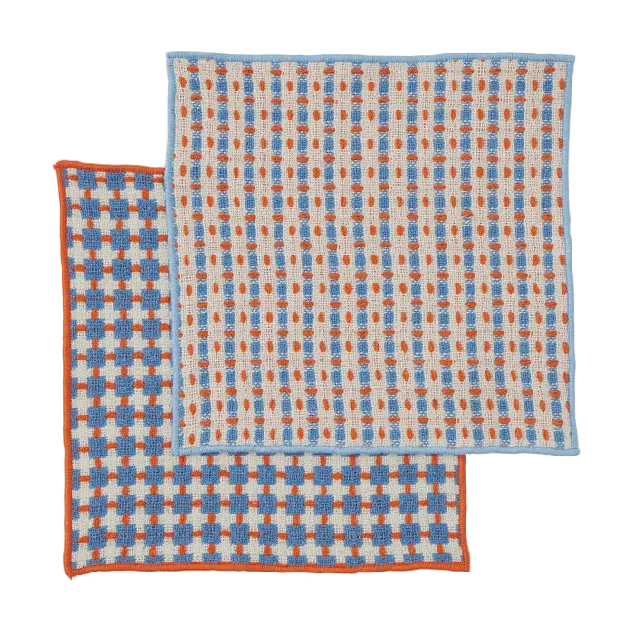 Blue Recycled Cotton Dishcloth Set of 2