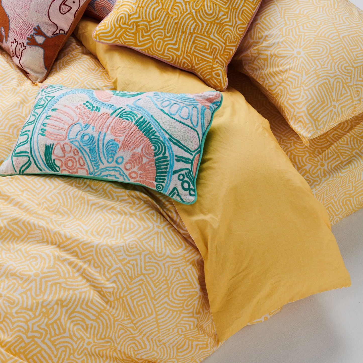 Tjala Tjukurpa Pastel Embroidered Cushion