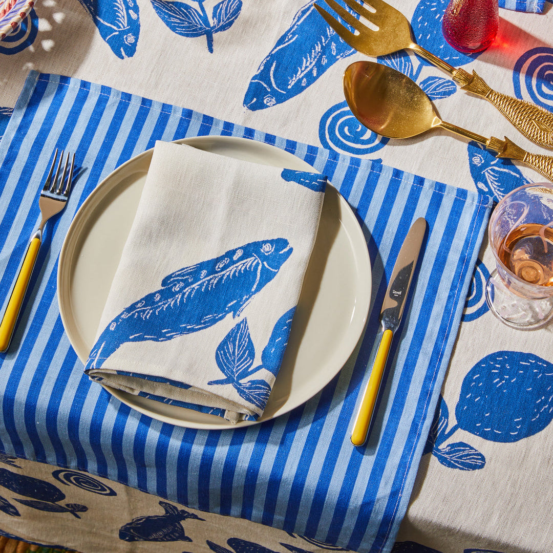Sardines Blue Napkins Set of 4