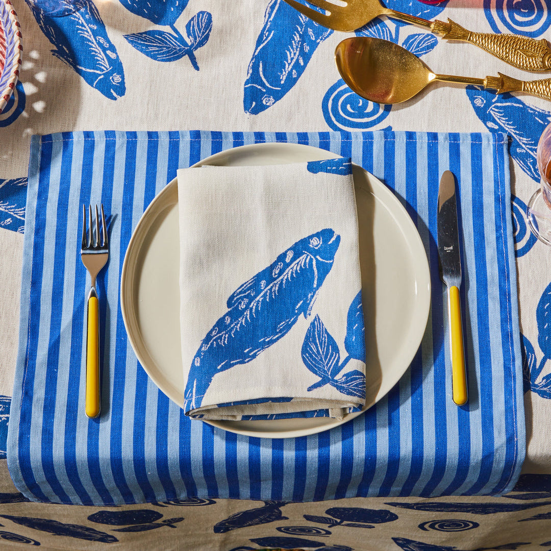 Sardines Blue Napkins Set of 4
