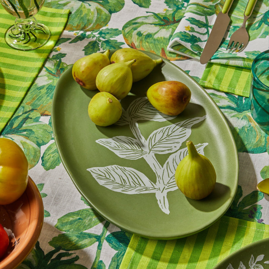 Vines Green Oval Plate