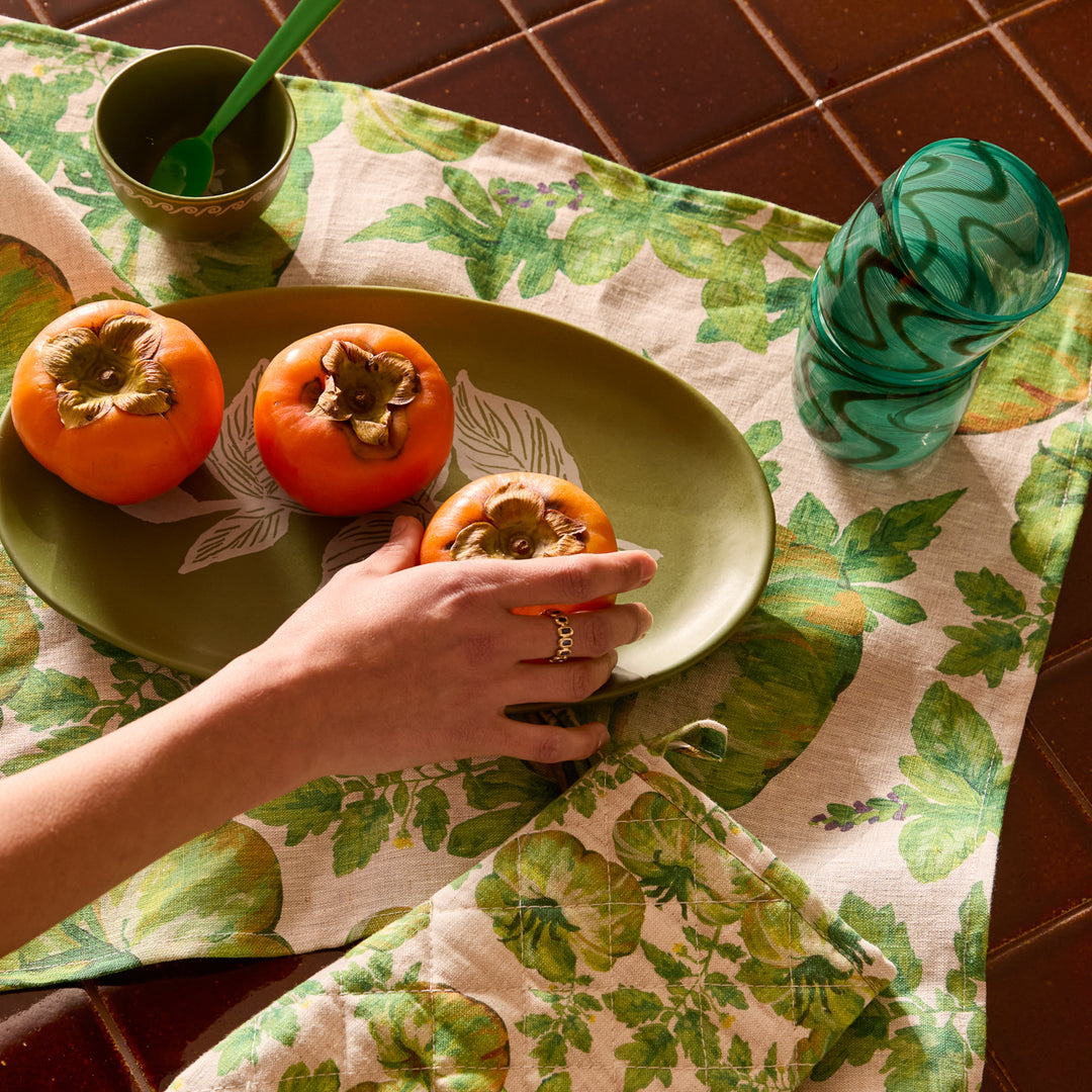 Vines Green Oval Plate