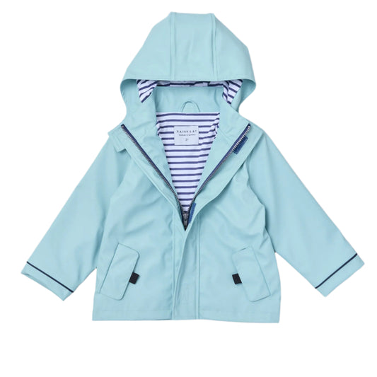 Stripy Sailor Waterproof Jacket Seafoam