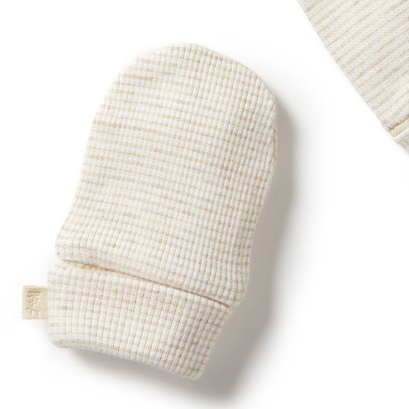 Oatmeal Organic Stripe Rib Mittens