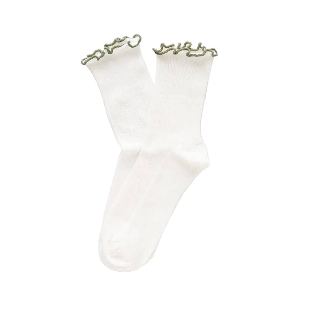 Khaki Organic Cotton Socks with Ruffles