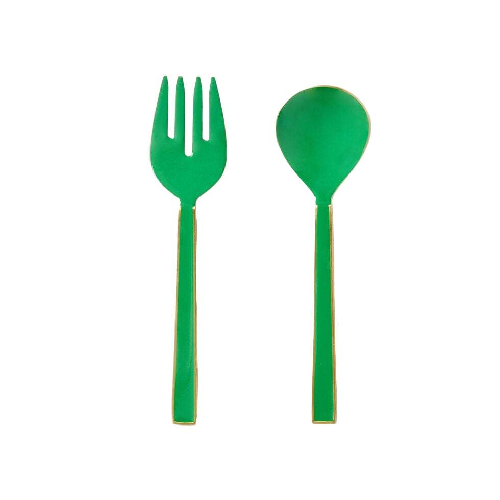 Enamel Emerald Salad Servers Set