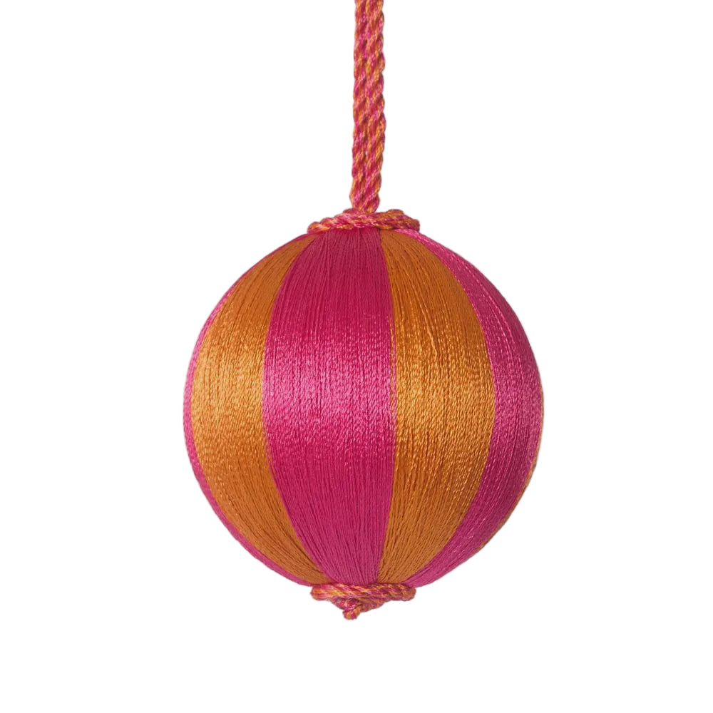 Silk Stripe Bauble Pink & Orange