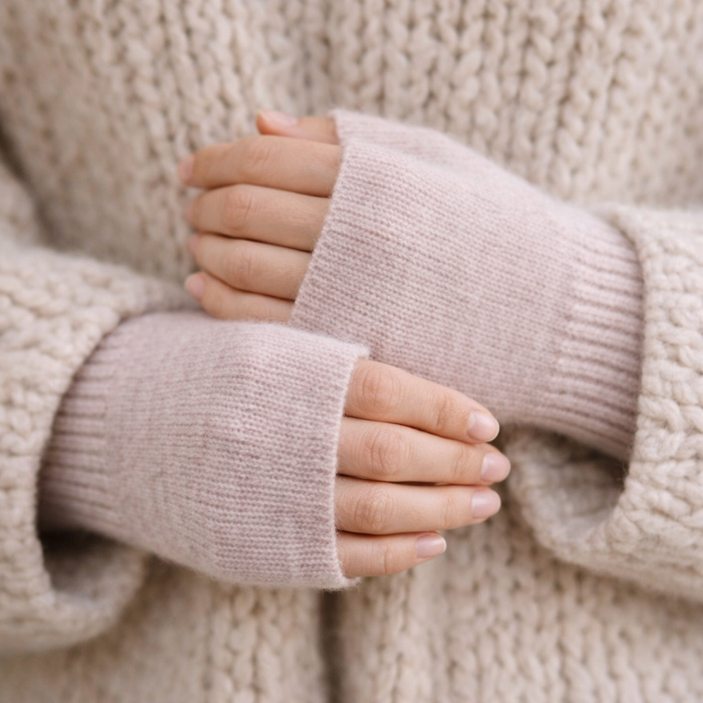 Powder Pink Cashmere Julia Mittens