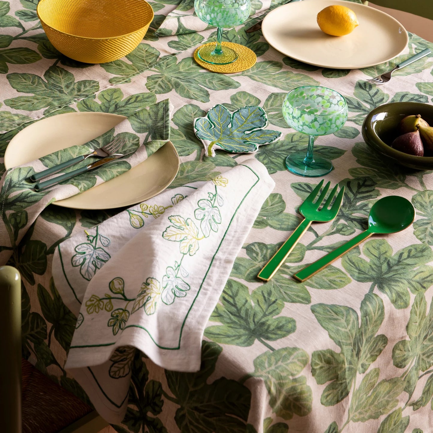 Enamel Emerald Salad Servers Set