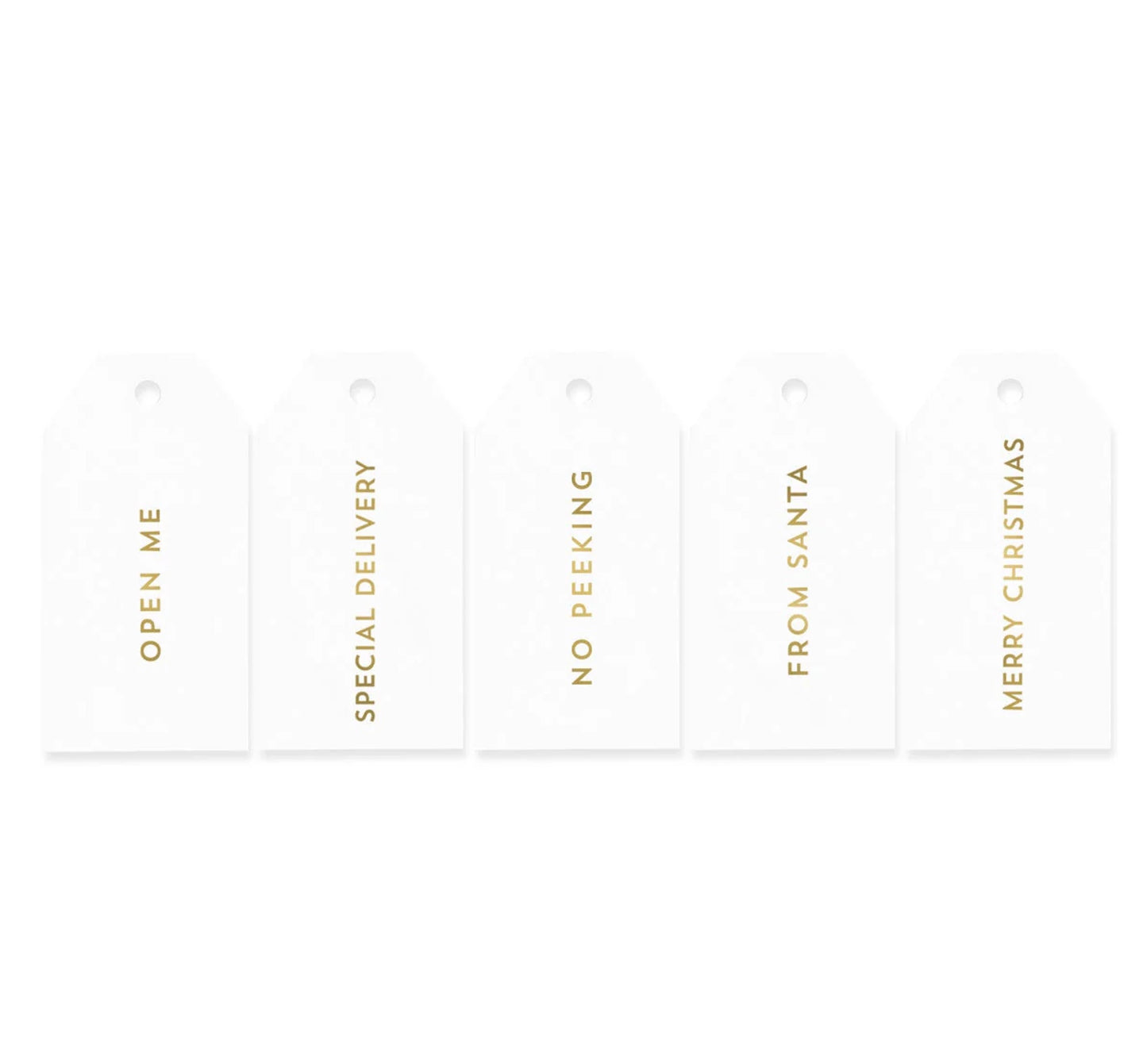 Xmas Tags Gold on Matte White 10 Mixed