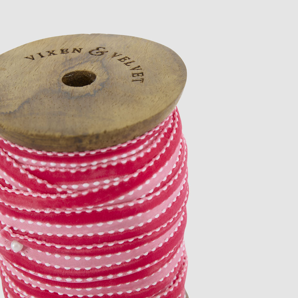Fuchsia Velvet Ticking Ribbon 10m