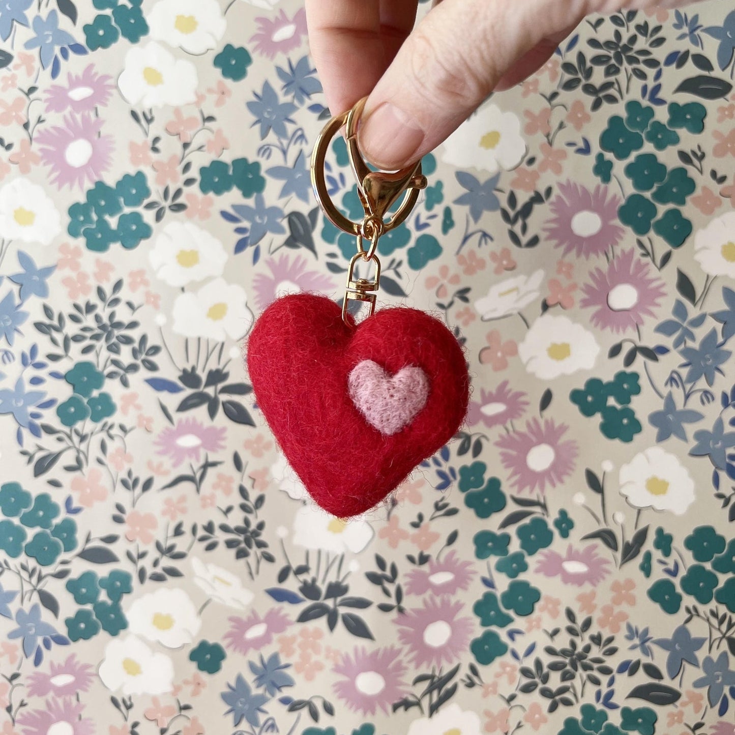 Felt Heart Key Ring