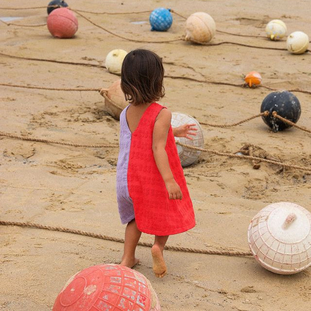Fiesta & Mauve Bubble Terry Towelling Kids Dress