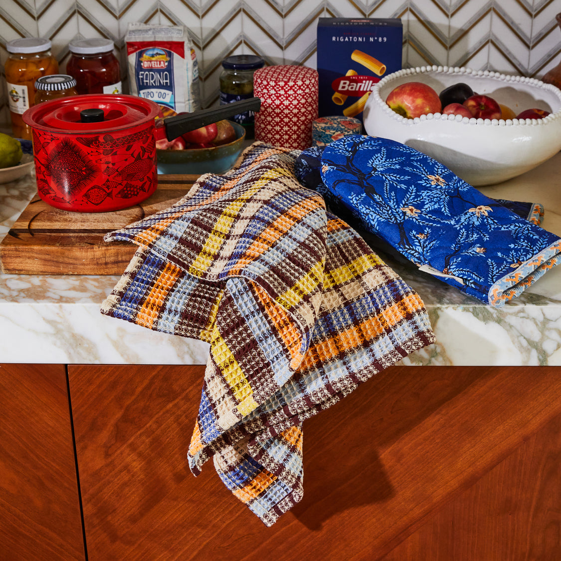 Stela Cornflower Check Tea Towel