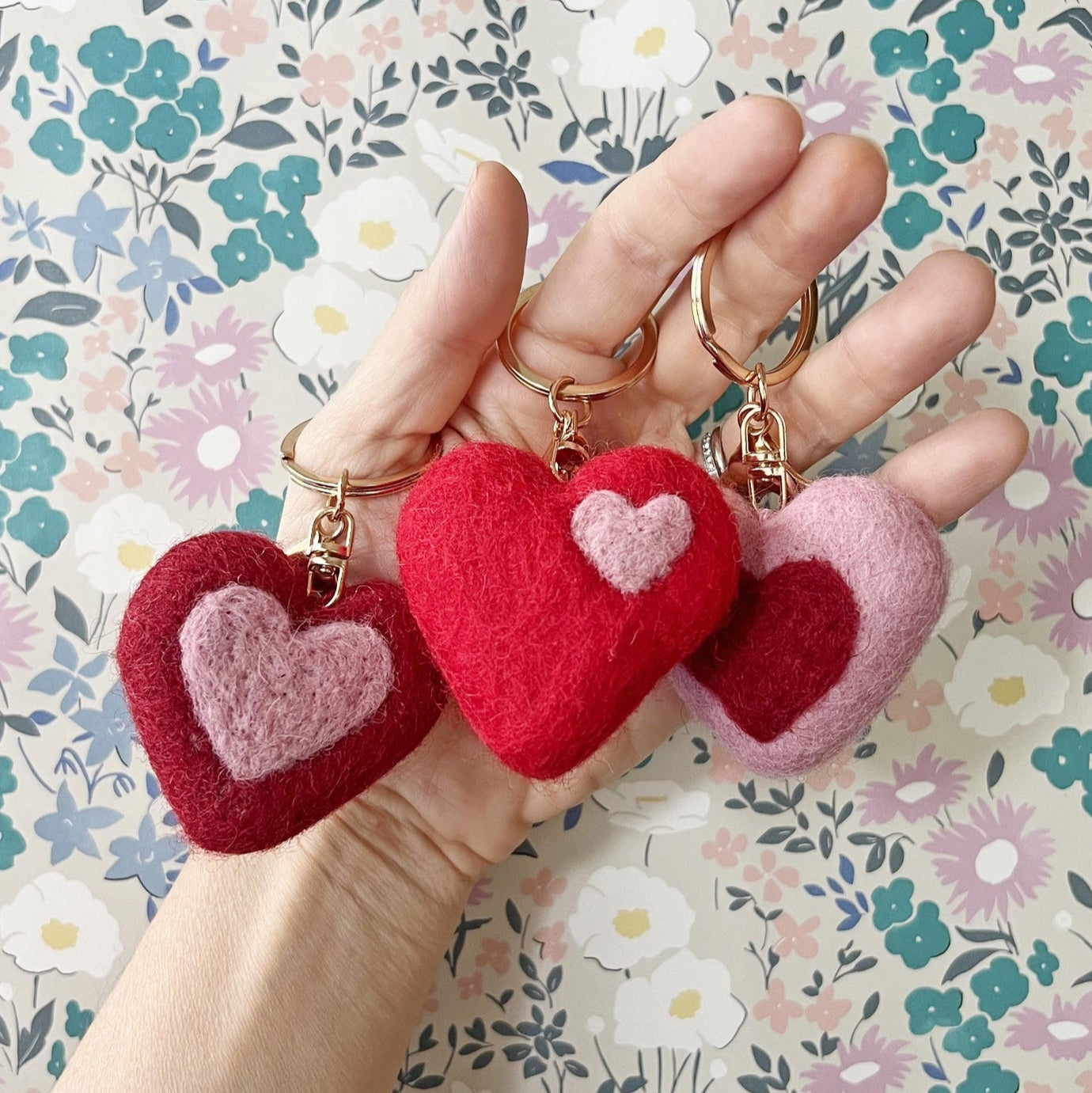 Felt Heart Key Ring