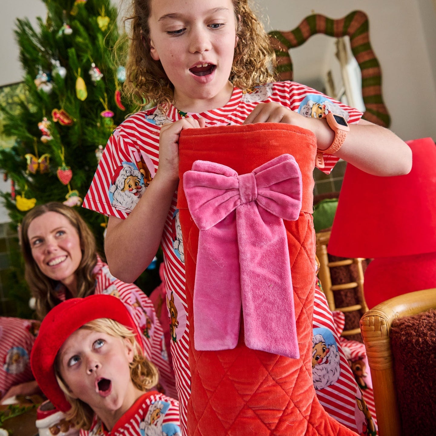 Christmas Bow Velvet Stocking