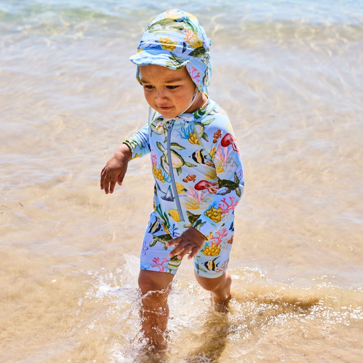 Reef Life Baby Long Sleeve Zip Baby Bathers