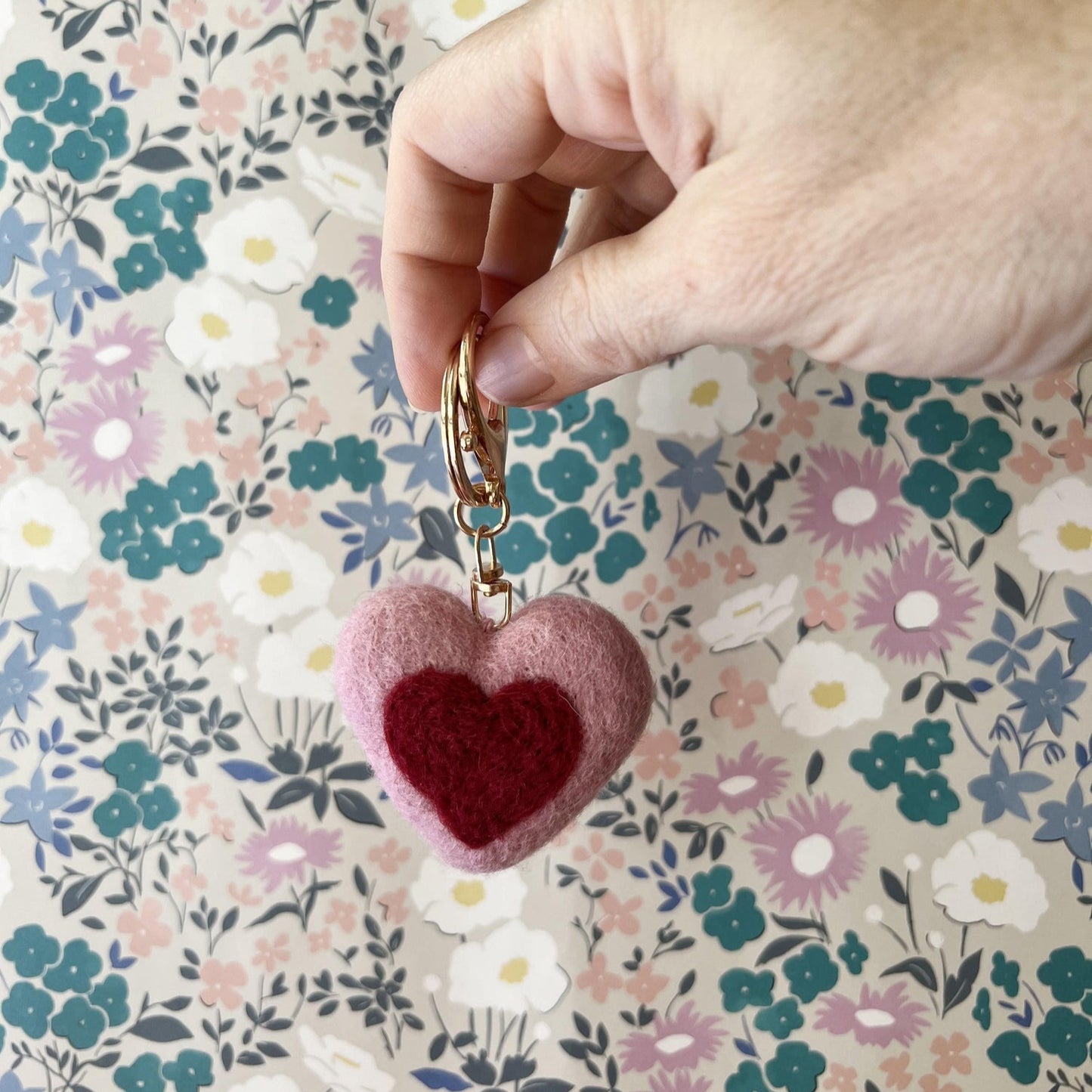 Felt Heart Key Ring