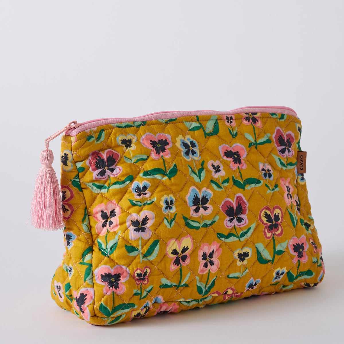 Pretty Pansy Quilted Cotton Toiletry Purse