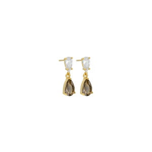 Smoky Crystal Teardrop Earrings