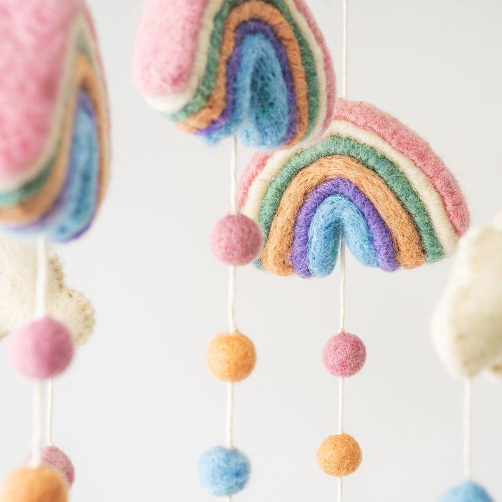 Rainbows Handmade Felted Mobile