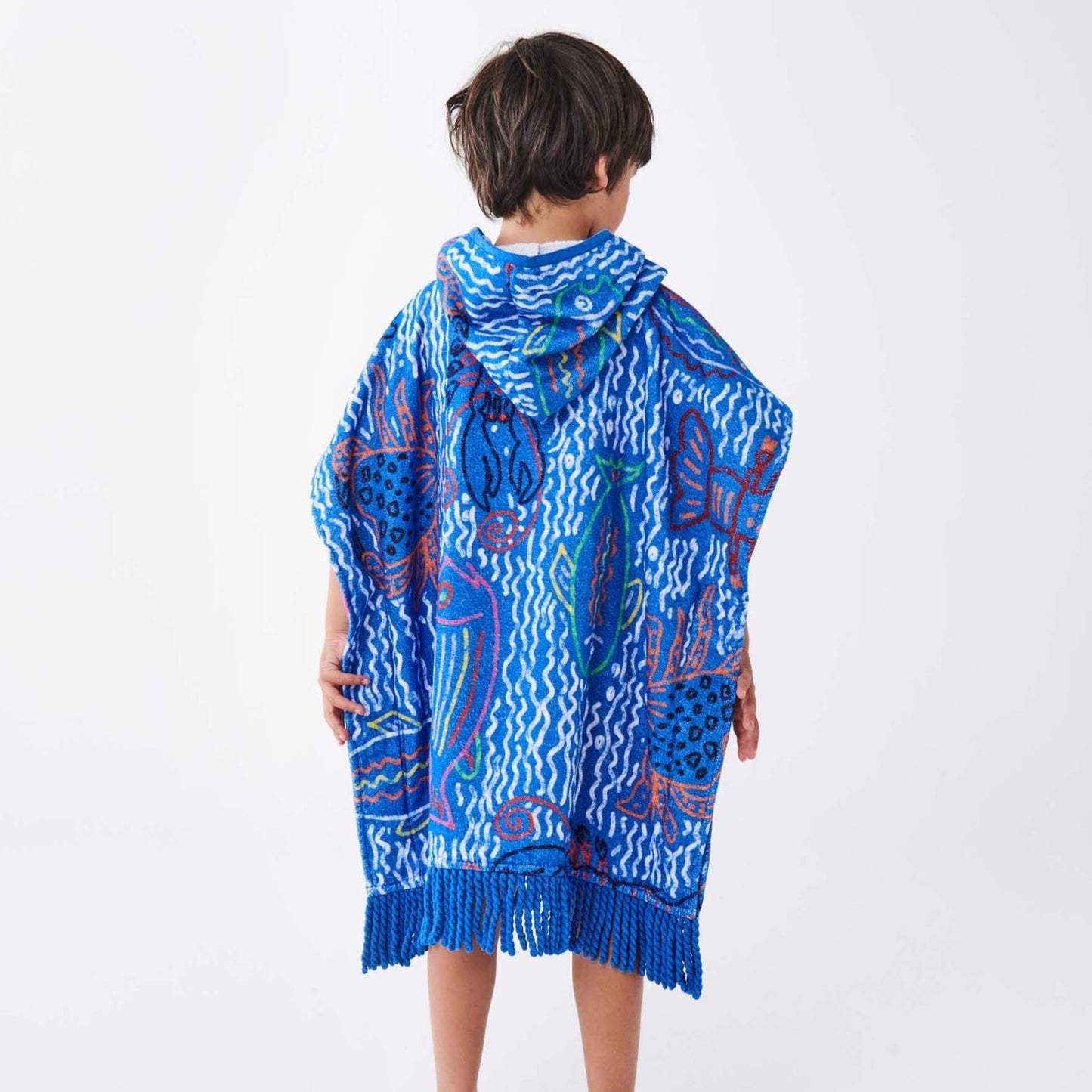 Kids Terry Poncho The Deep Blue