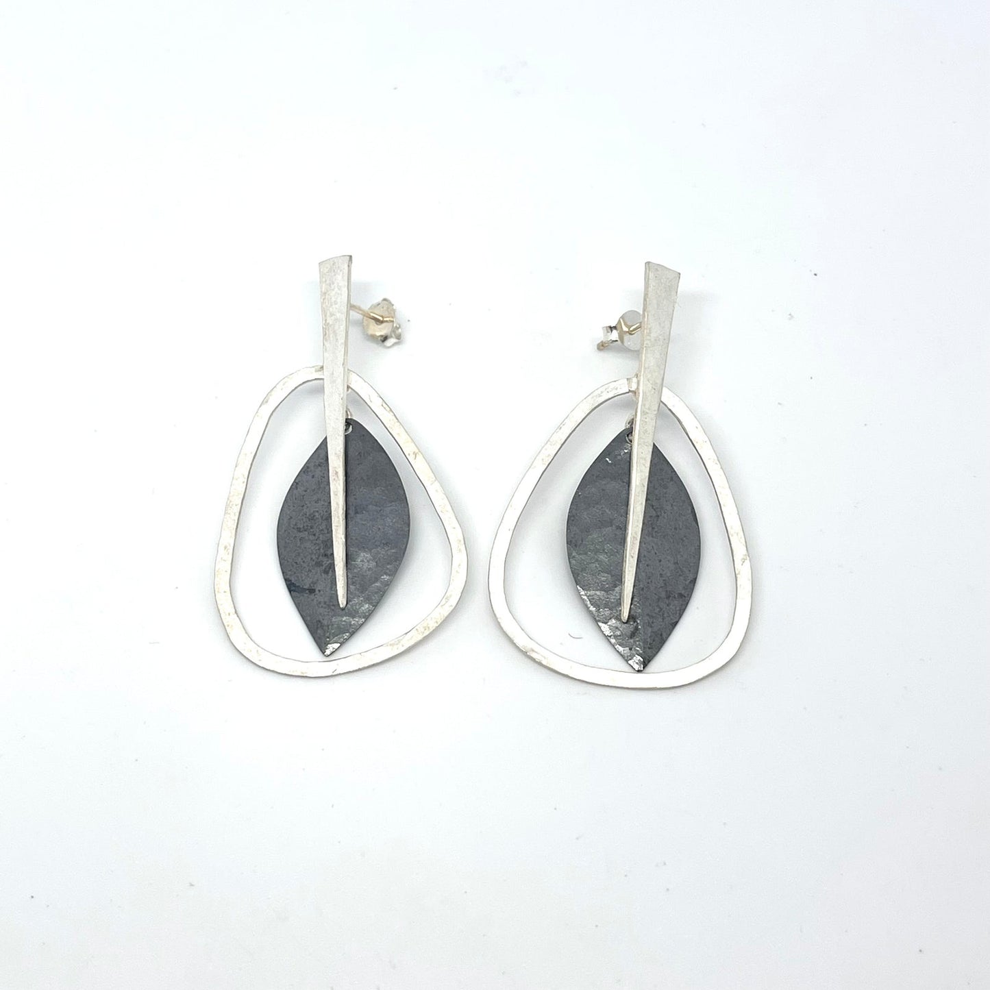 Stylised Leaf Oxidised Copper Earrings