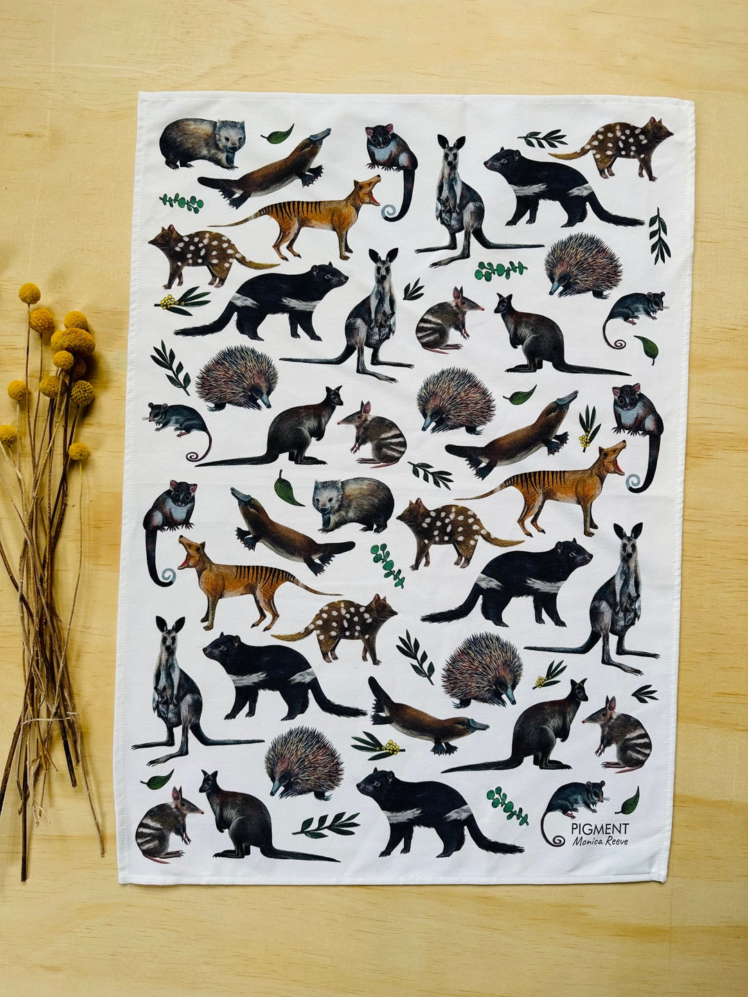 Tasmanian Animals Tea Towel