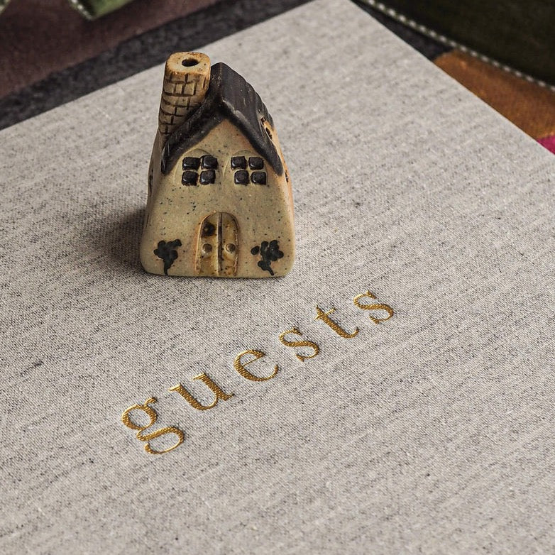 Guest Book Grey Linen