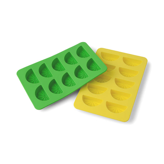 Citrus Wedge Yellow & Green Ice Trays Set of 2