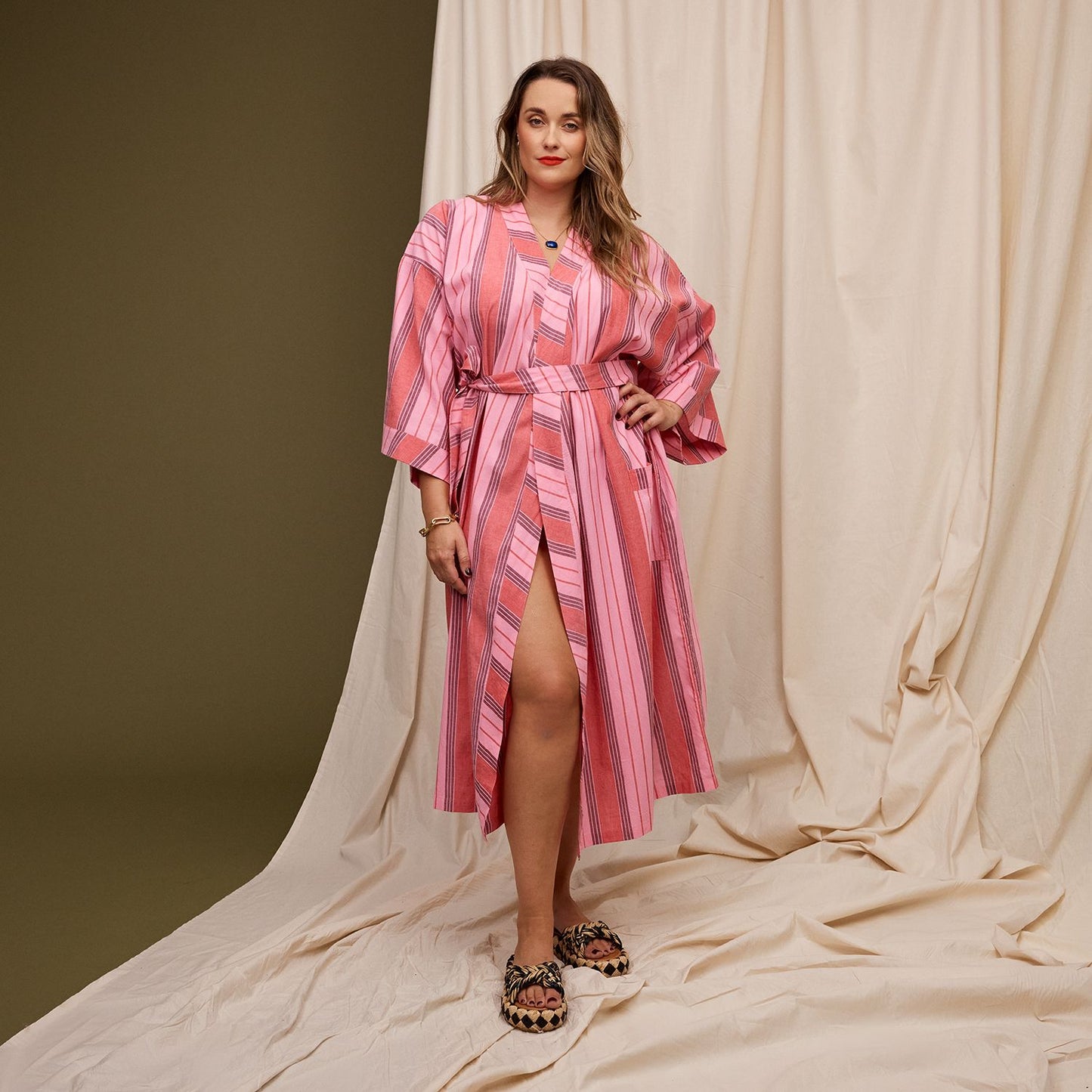 Brigitte Cotton Bath Robe Scarlet