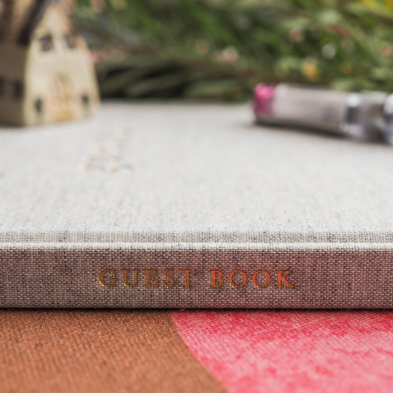 Guest Book Grey Linen