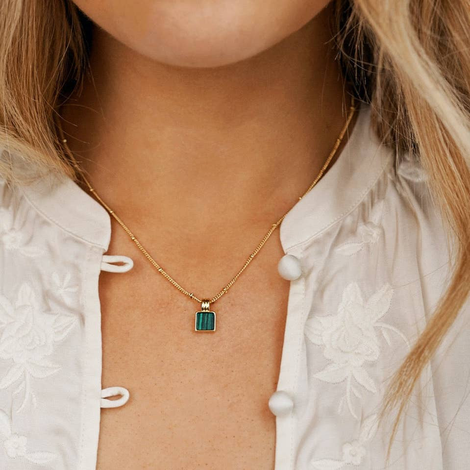 Neysa Stone Pendant 18K Gold Plated Necklace