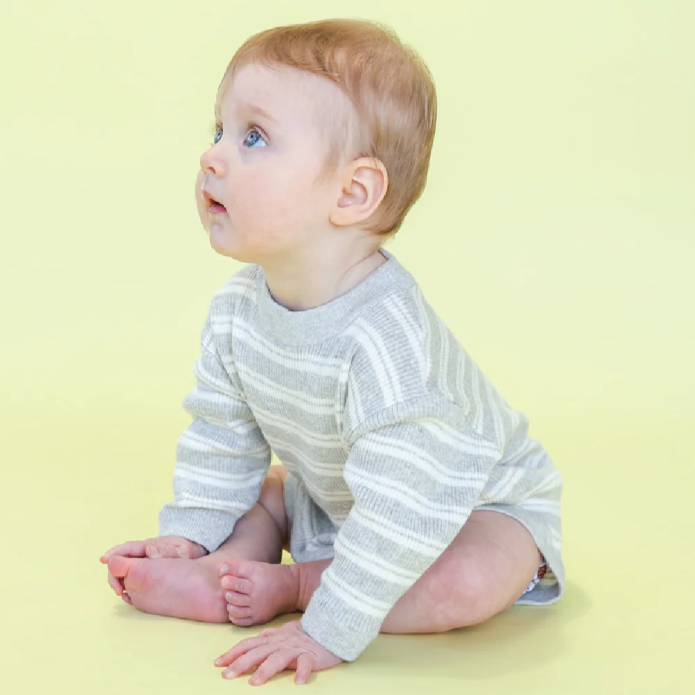 Milk & Grey Striped Organic Baby Romper