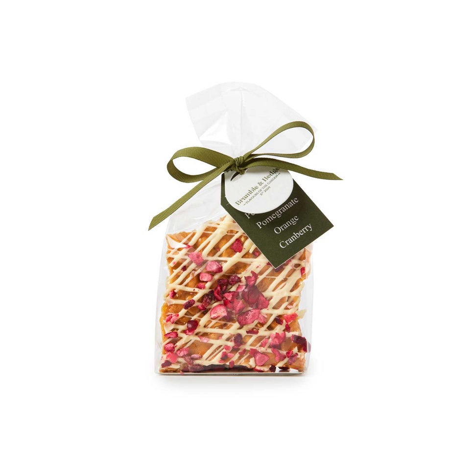 Pomegranate, Cranberry, Orange & White Belgian Chocolate Peanut Brittle
