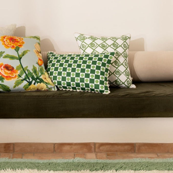 Shell Check Green Cushion 60x40cm