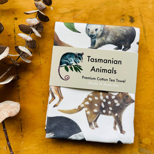 Tasmanian Animals Tea Towel