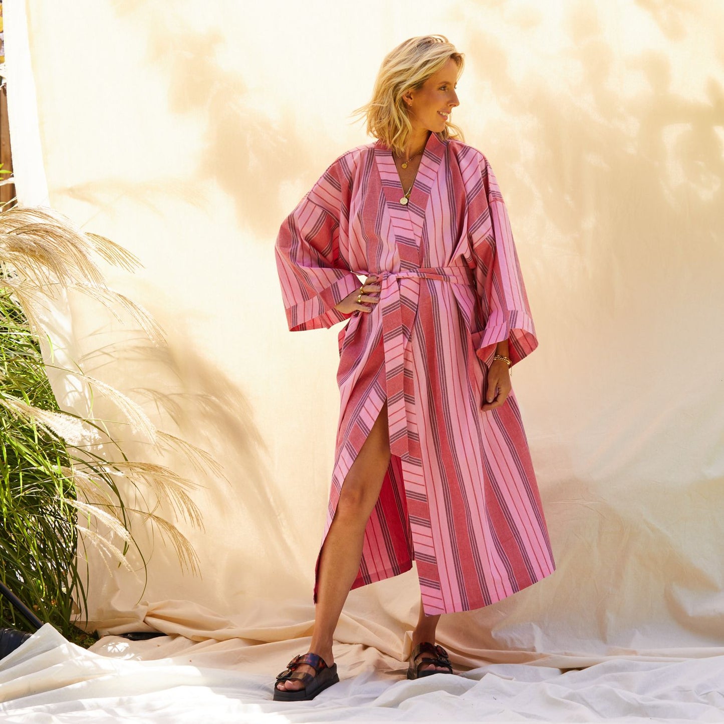 Brigitte Cotton Bath Robe Scarlet