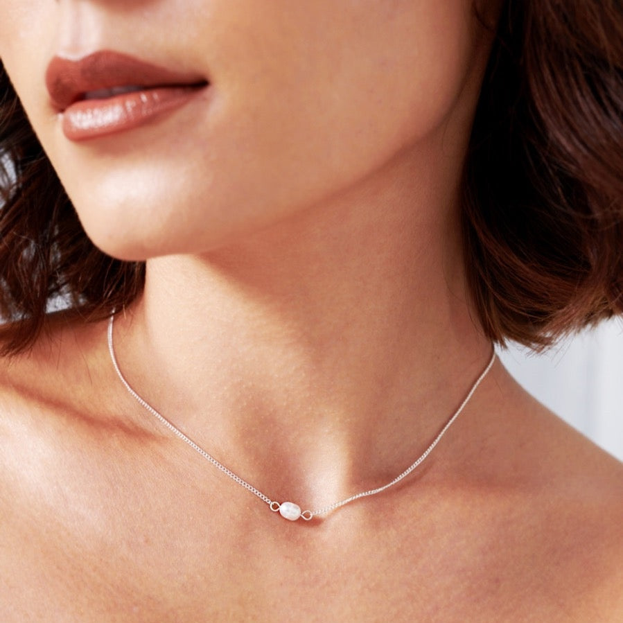Rhoda Pearl Sterling Silver Plated Necklace