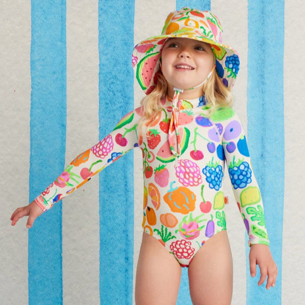 Eat The Rainbow Long Sleeve Zip Kids Bather