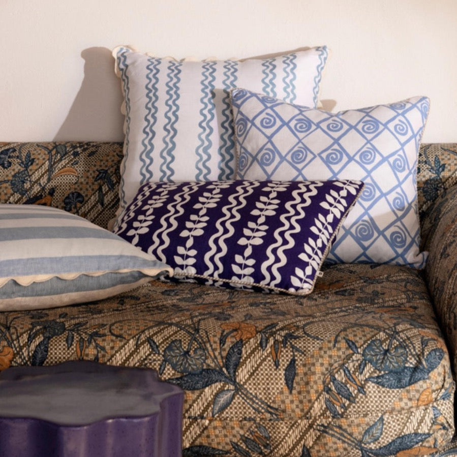 Ferns & Waves Yves Klein Blue Cushion 60x 40cm