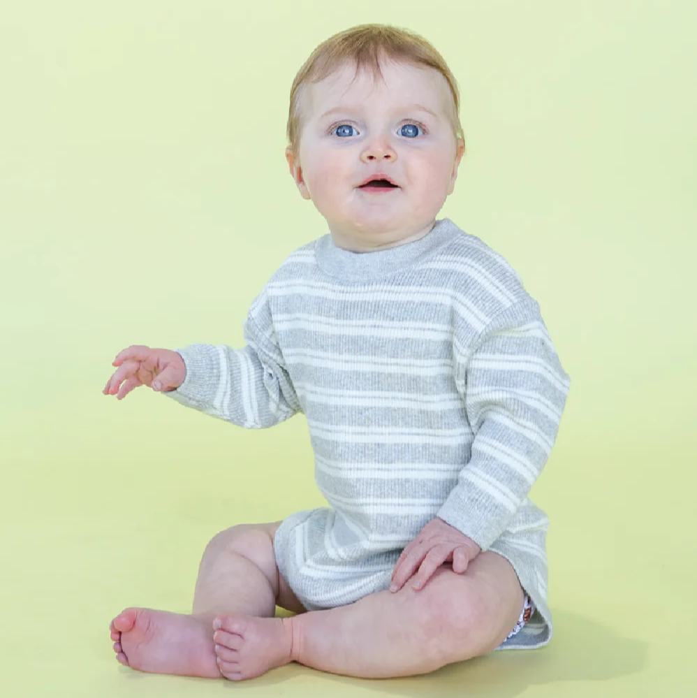 Milk & Grey Striped Organic Baby Romper