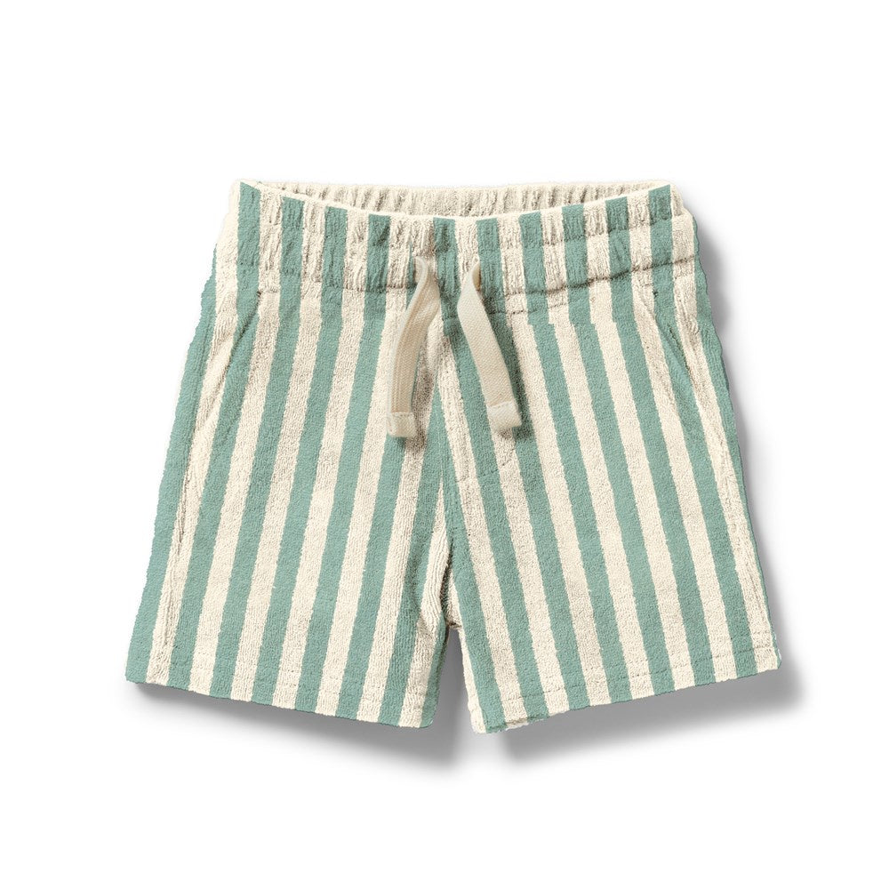 Seafoam Stripe Organic Terry Baby Short