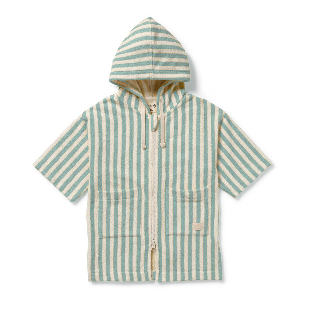 Seafoam Stripe Organic Terry Baby & Kids Hooded Towel