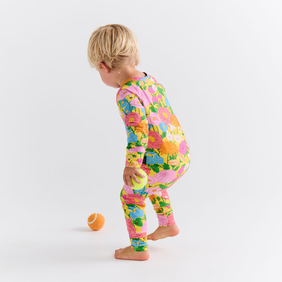 Follow The Sun Yellow Organic Long Sleeve Zip Romper