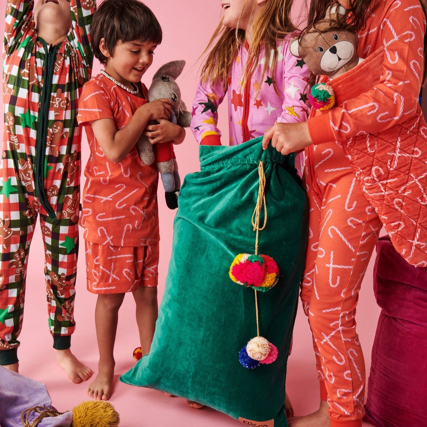 Velvet Santa Sack Jade Green