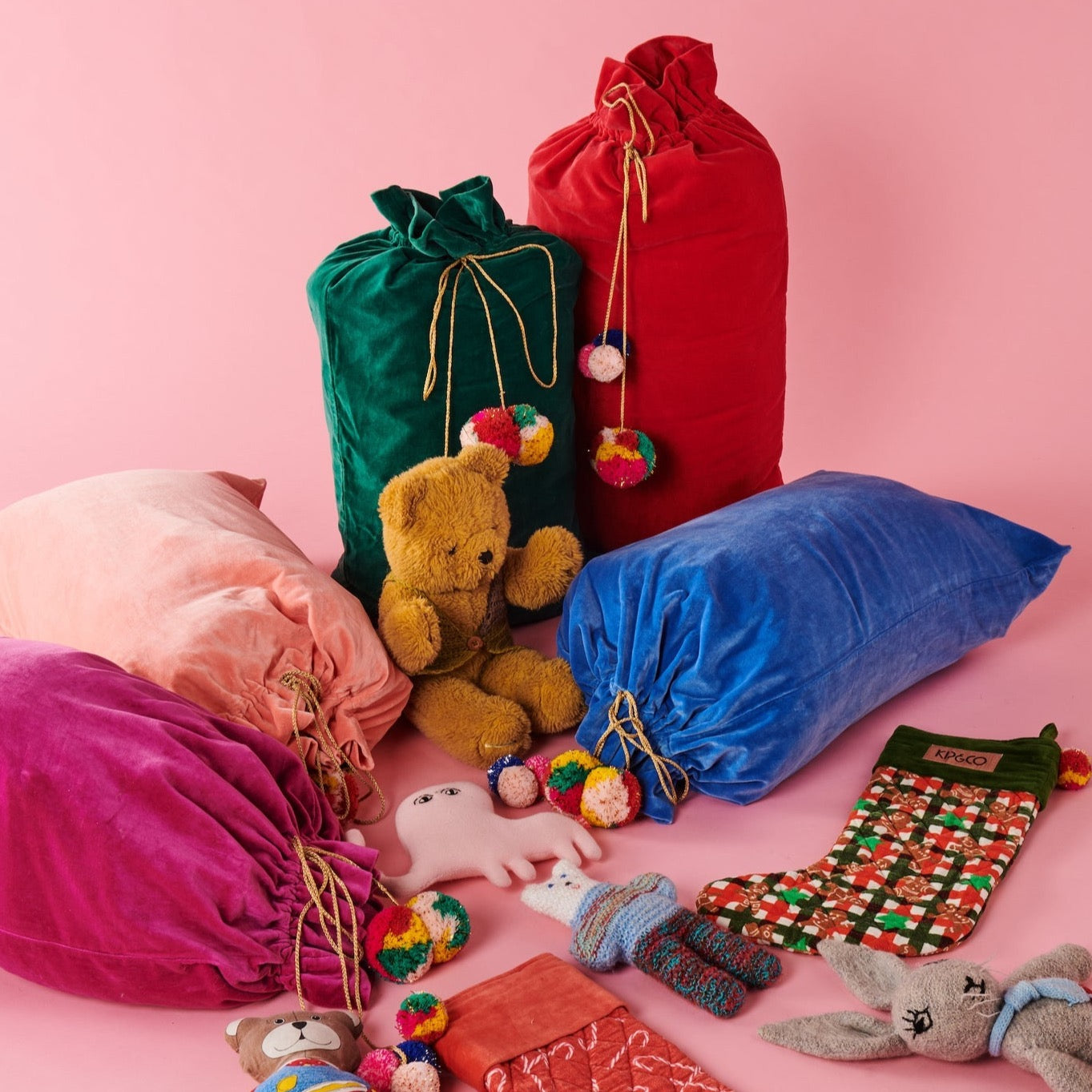 Velvet Santa Sack Red